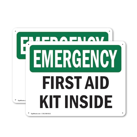 Signmission First Aid Kit Inside, 10 in W x Rectangle, Aluminum OS-2PACK-EM-A-710-L-10371